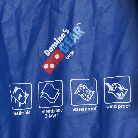 Domino's Pizza Rain Jacket Mens Large Blue Waterproof Full Zip w/ Hood - Picture 3 of 6